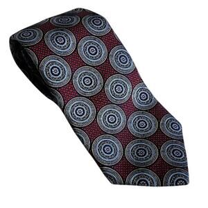 Ermenegildo Zegna Men's Geometric Silk Neck Tie Red Gray Blue  Made in Italy